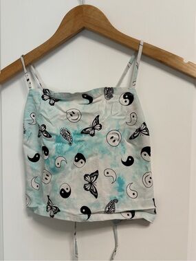 Women’s Y2K Tie-Dye Butterfly & Yin Yang Crop Corset Top